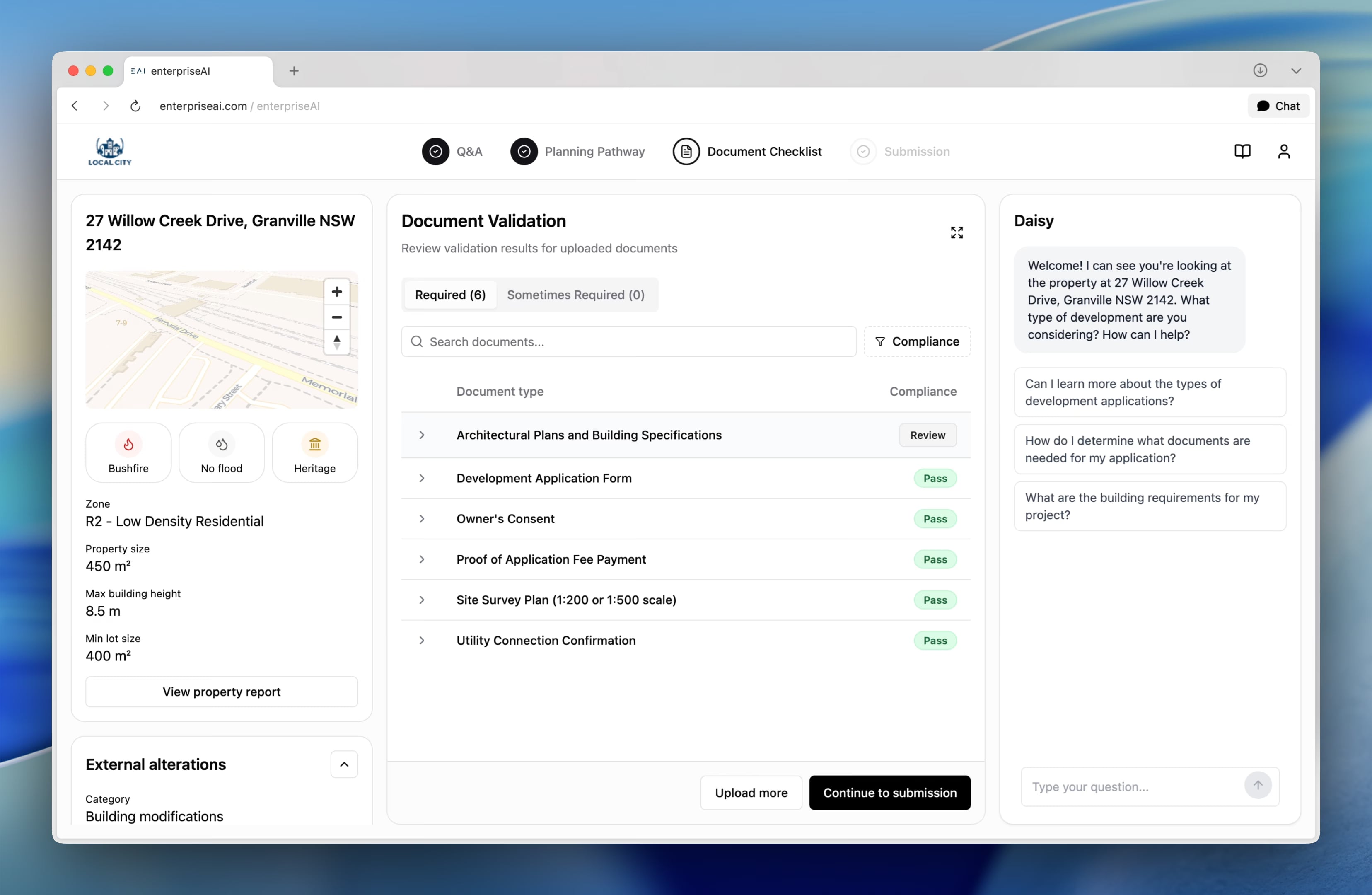 AI assistance for building permits and development applications